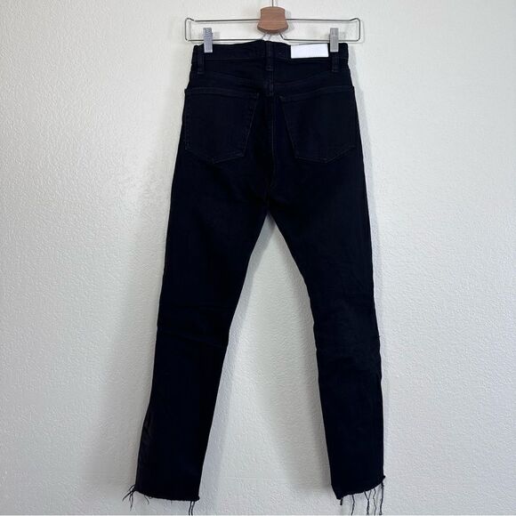 Re/Done 90’s High Rise Ankle Crop in Jet Black with Rips Size 25 - Picture 12 of 12